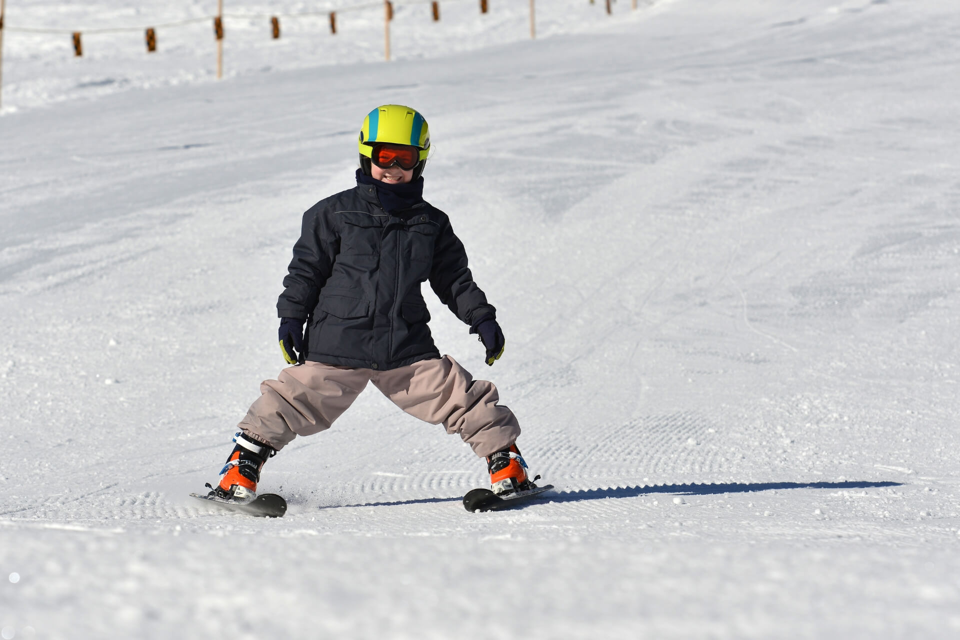 children skiing in livigno